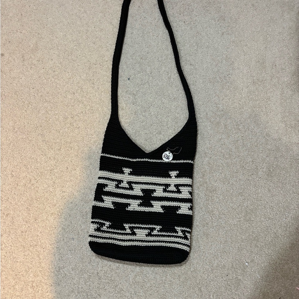 The Sak Black and Cream Knit Bag
